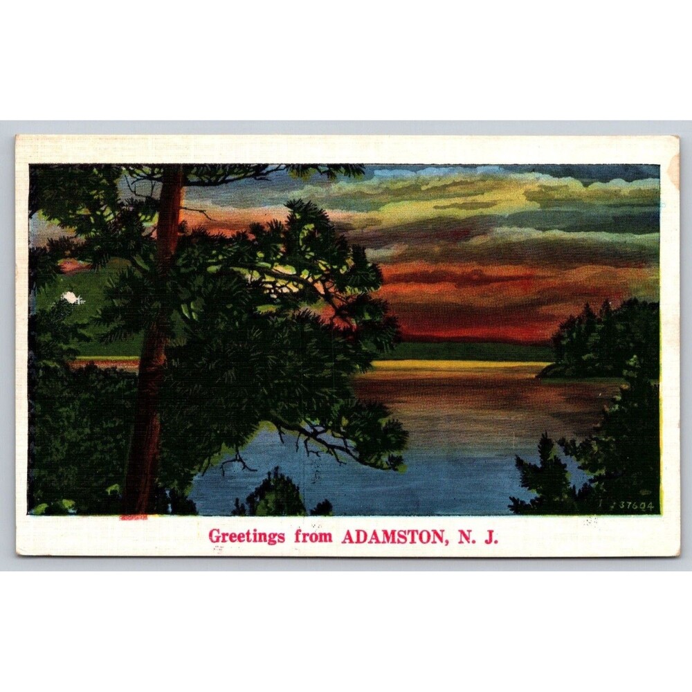 Postcard New Jersey Adamston Lake Linen White Border Unposted c1930s Vintage NJ